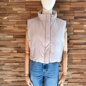 Mono B | Puffer Vest| Bone | Cropped | Cinched Waist| Vest | S